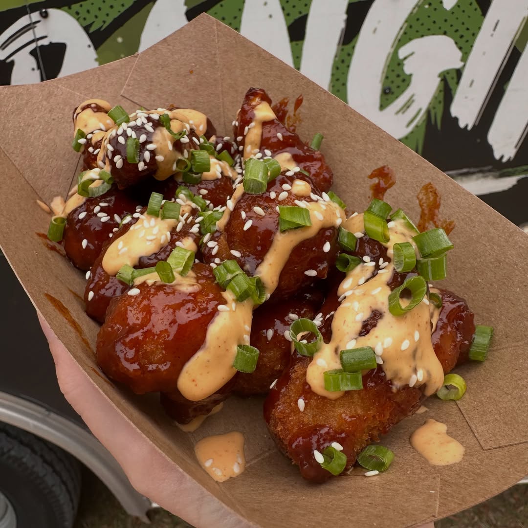 Saucy vegan tenders with scallions